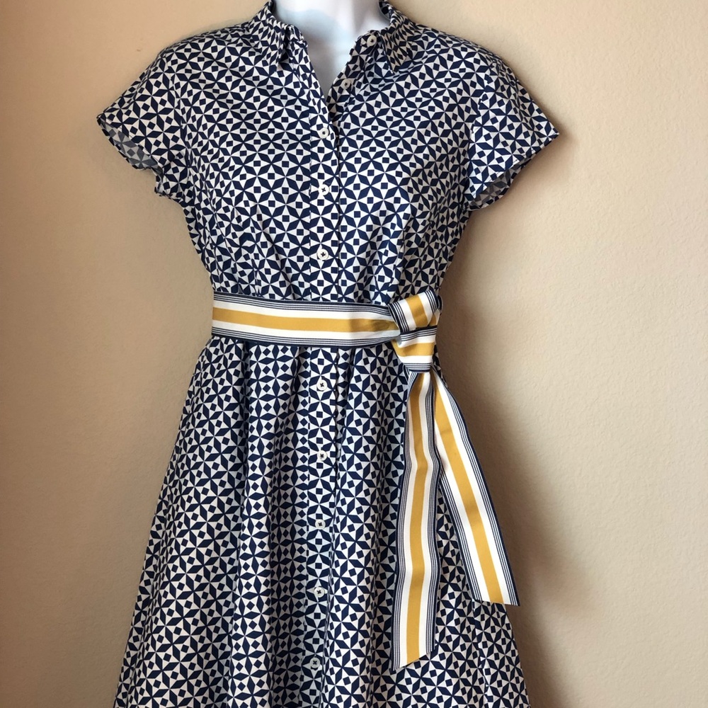 Boden navy/white knee-length shirt dress